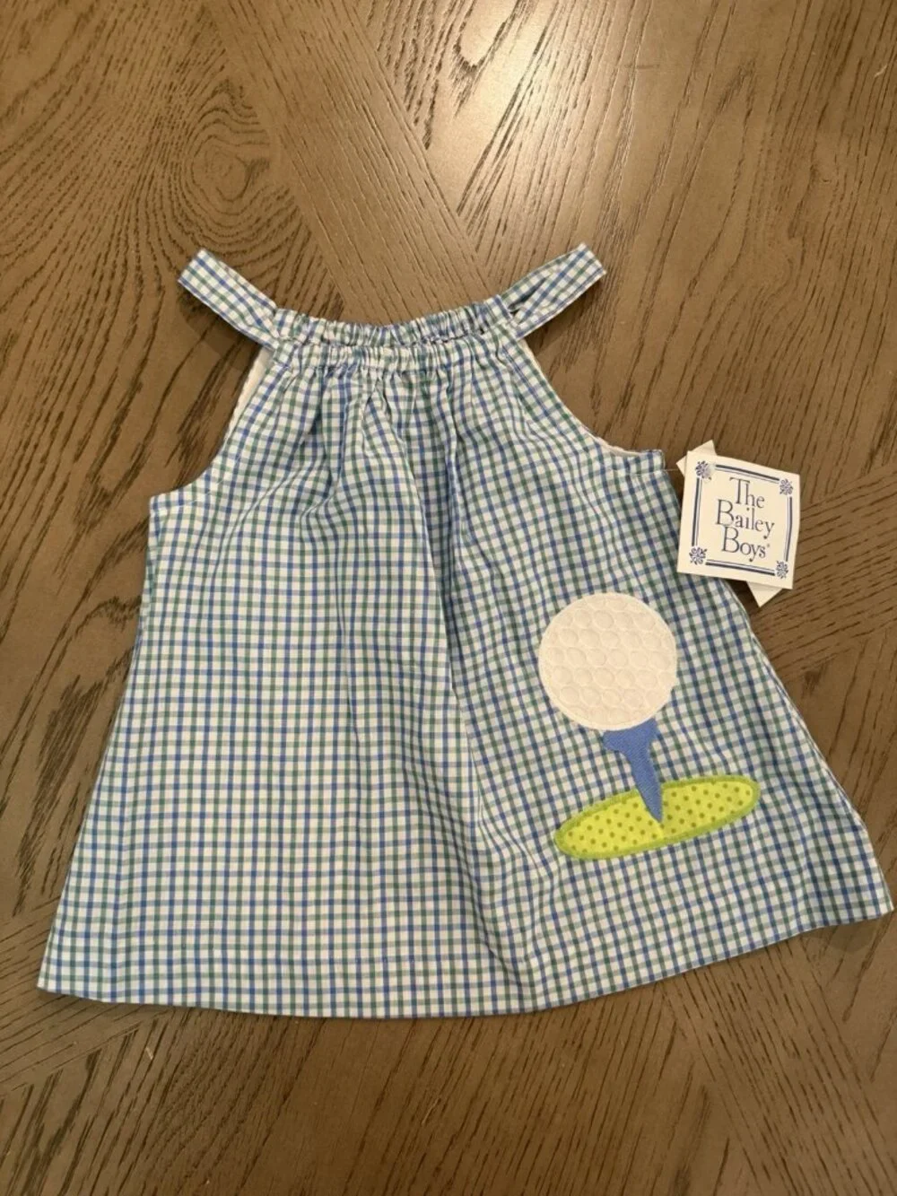The Bailey Boys Golf Pillowcase Short Set Blue Green Gingham 6X Preppy NWT